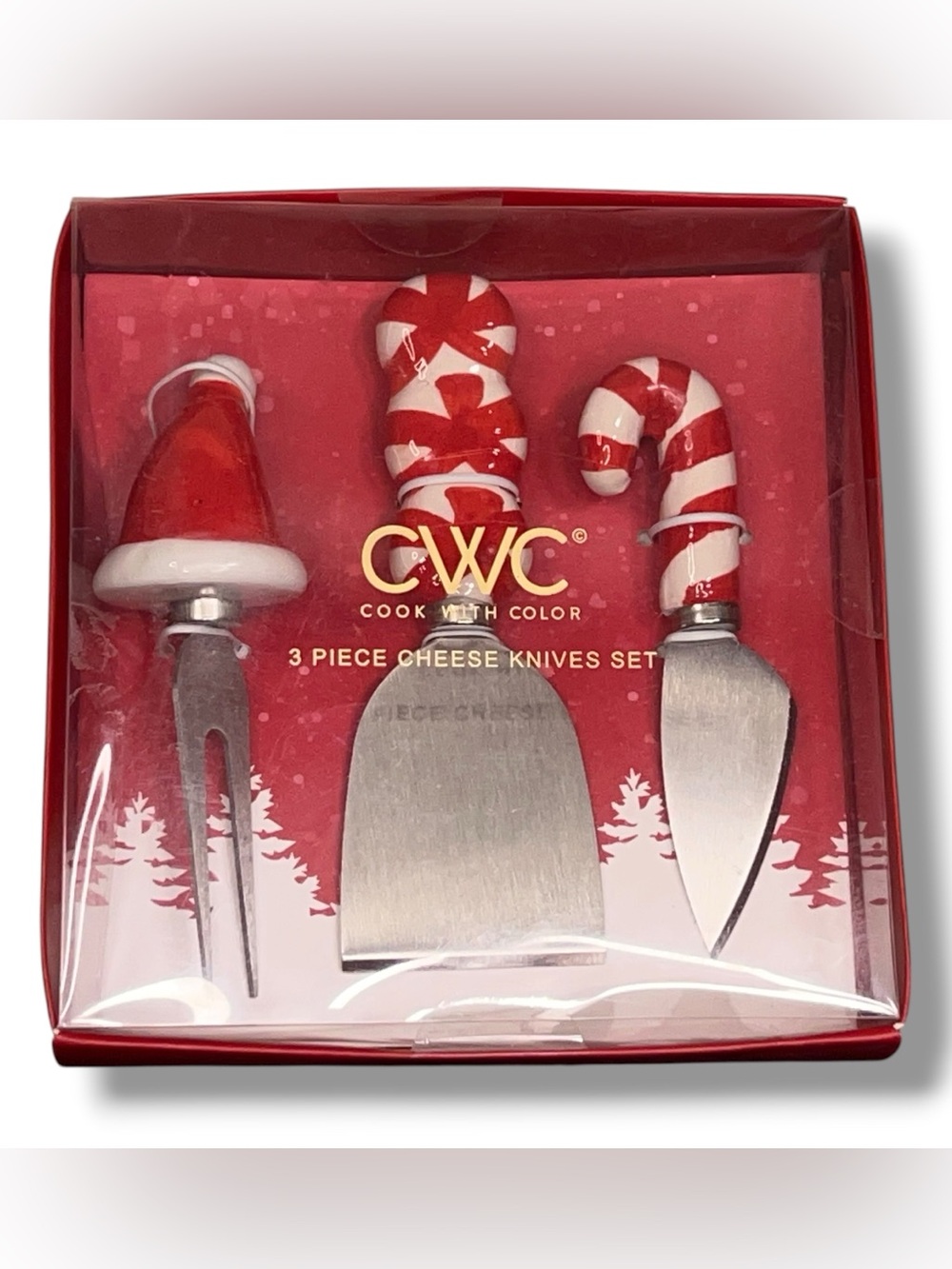 New Christmas Cook With Color Cheese Knife Set Gift Red White Entertaining